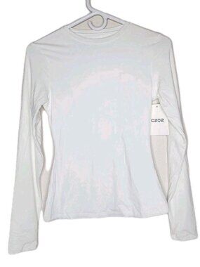C202 Woman's White Long Sleeve Tee Shirt Top Small
